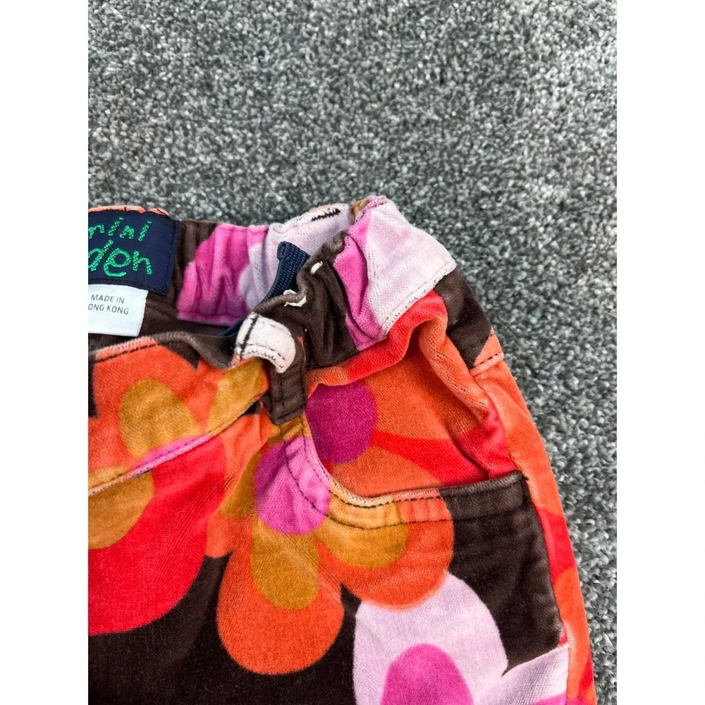 Mini Boden Bunny Graphic Tee and Retro Floral Corduroy Flare Pants Girls 3-4Y